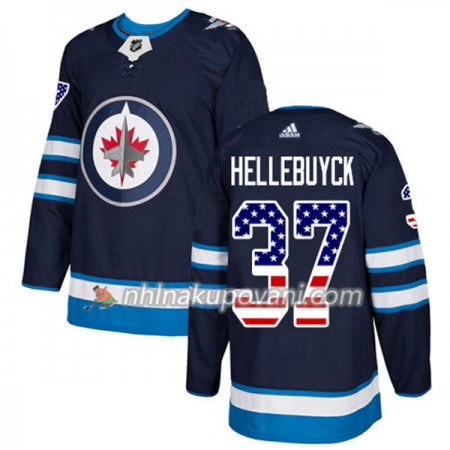 Winnipeg Jets Dresy Connor Hellebuyck 37 2017-2018 USA Flag Fashion Modrá Adidas Authentic - Pánské